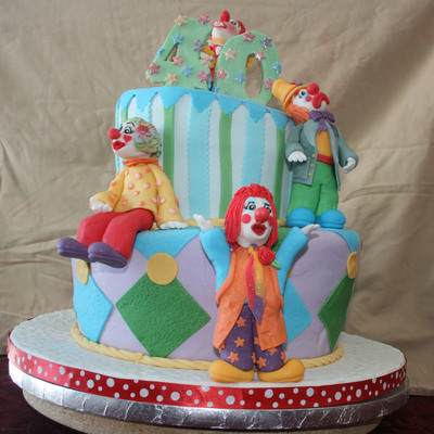 Clown Two Tier Topsy Turvey Birthday Cake