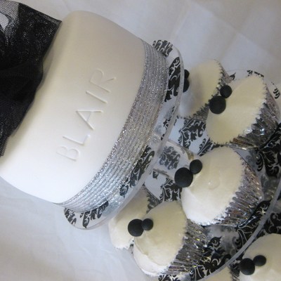 Black And White Cupcake Tower
