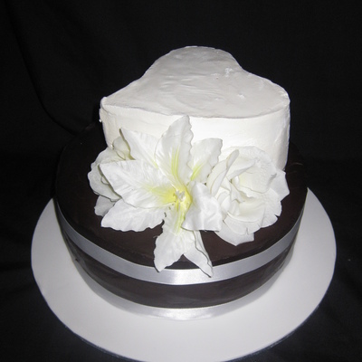 Chocolate And White Heart Wedding Cake