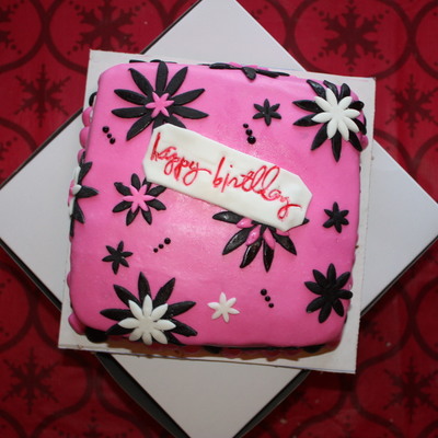 Pink And Black Birthday Cake