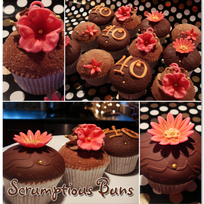 Embossed Chocolate Cupcakes For 40Th Birthday