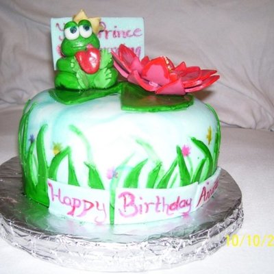 Frog Prince On A Lily Pad Cake