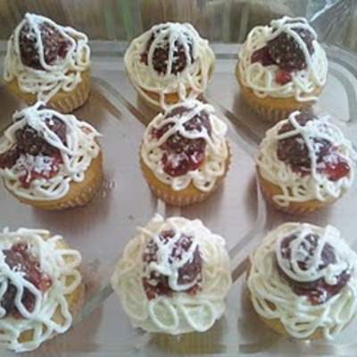 Cloudy With Meatballs Cupcakes