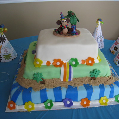 Luau Monkey Birthday Cake