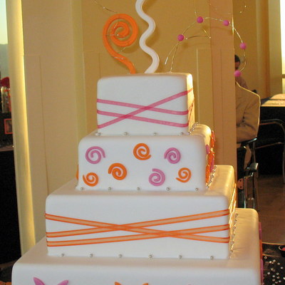 Orange And Pink Wedding Cake