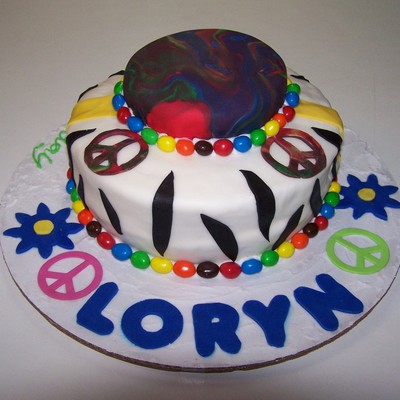 Peace Tie Dye And Groovy Birthday Cake