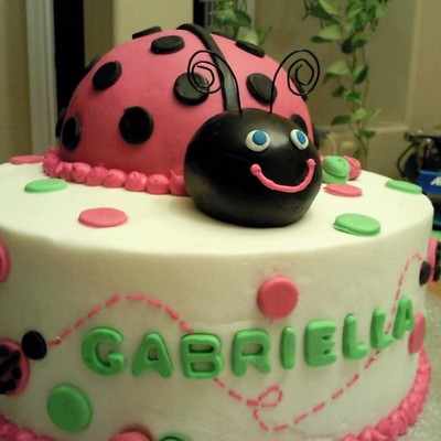 Pink Ladybug Cake
