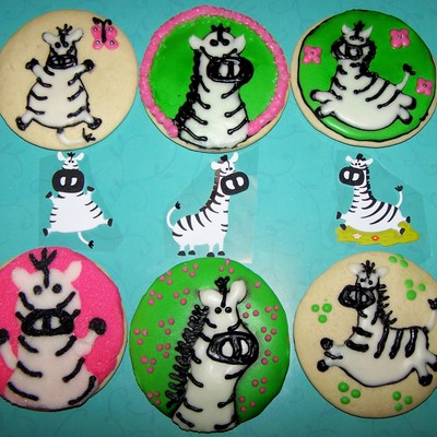 Pink And Green Zebra Cookies