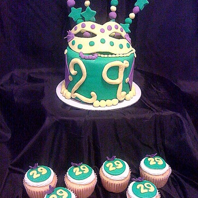 Mardi Gras Mask Cake