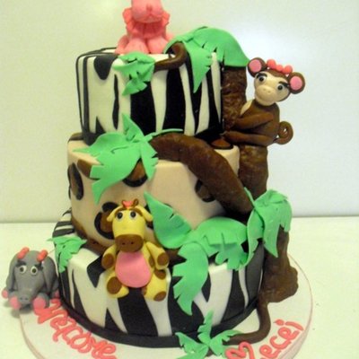 Jungle Baby Animal Cake