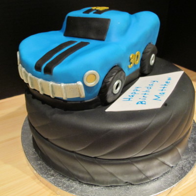 30Th Birthday Car And Tire Cake