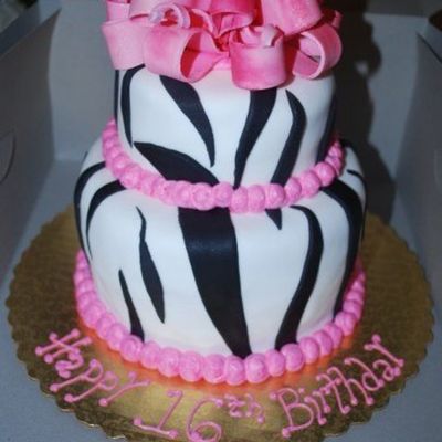 Zebra Striped Cake With Bow