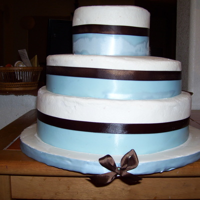 Brown And Blue Wedding Cake