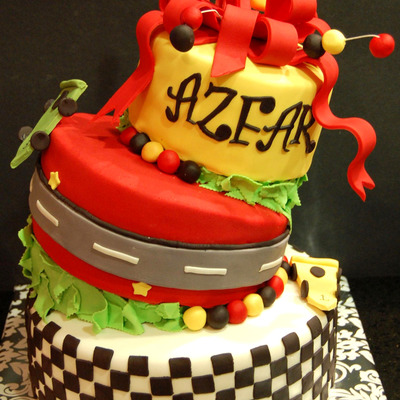 Topsy Turvy Car Themed Cake