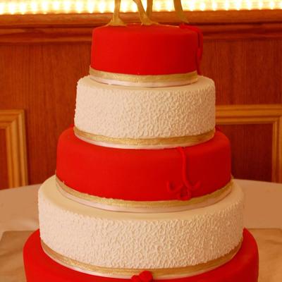 Red And Gold Wedding Cake