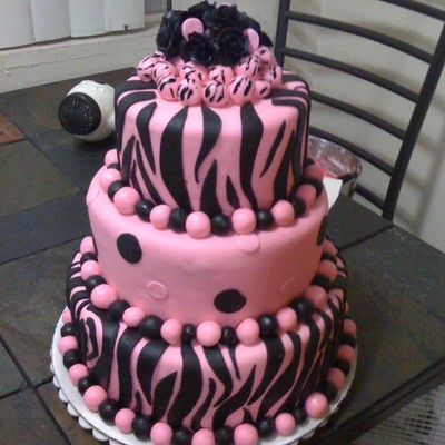 Black And Pink Zebra Cake