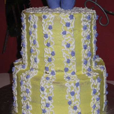 Yellow And White Birthday Cake