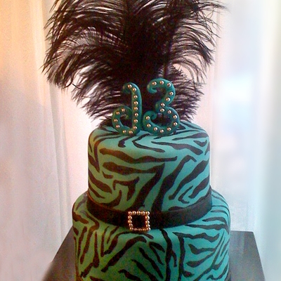 Ostrich Feather Zebra-Striped Cake