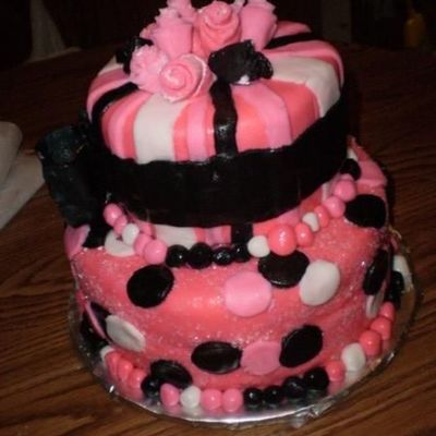 Pink And Black Birthday Cake