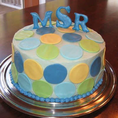 Dot And Monogram Baby Shower Cake