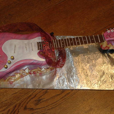 Flaming Pink Rock Guitar