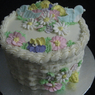 Basketweave With Flowers