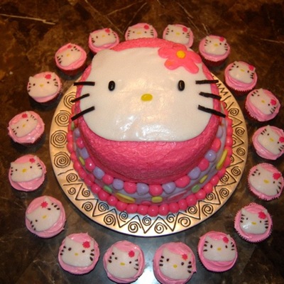 Hello Kitty Cake And Cupcakes - My 1St Cake