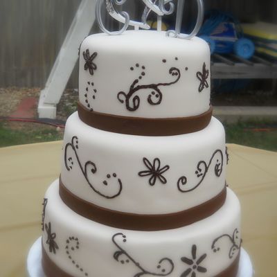 Ivory And Brown Wedding Cake