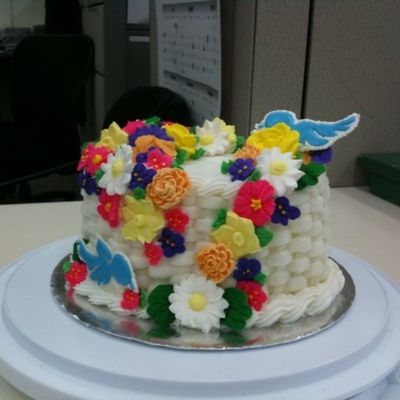 Basket Of Flowers Cake