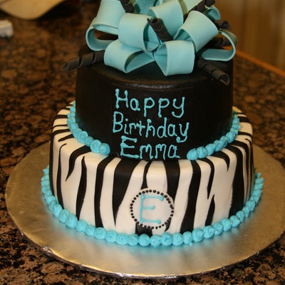 Black White And Blue Zebra Cake