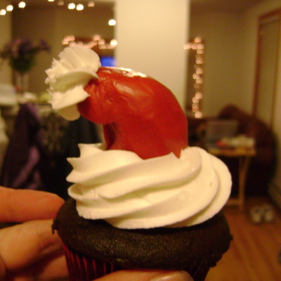 First Time Making Santa Hat Cupcakes