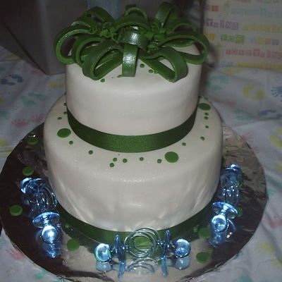 Green And Blue Baby Shower Cake