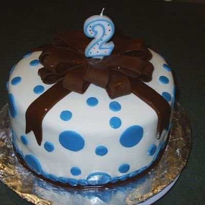 Brown And Blue Dot Cake