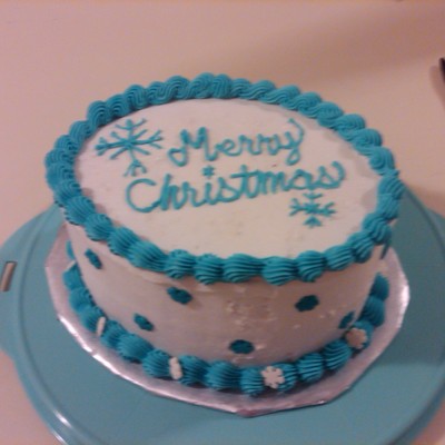 White And Blue Snowflake Cake