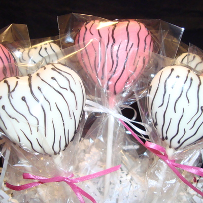 Zebra-Print Heart Cake Pops