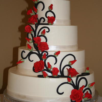 Black And White With Red Roses