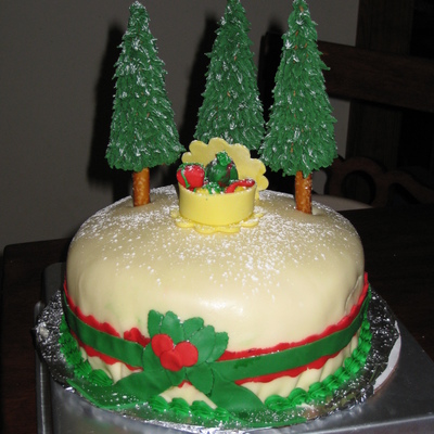 Christmas Cake With Trees