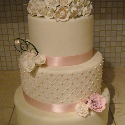 Pink And White Wedding Cake