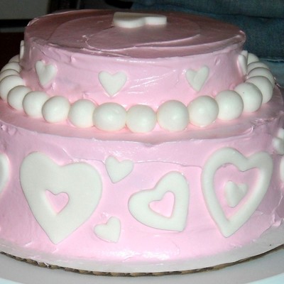 Pink Heart Themed Cake