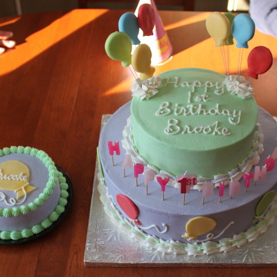 2 Tier Balloon Birthday Cake