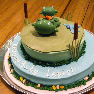 Froggy Baby Shower Cake