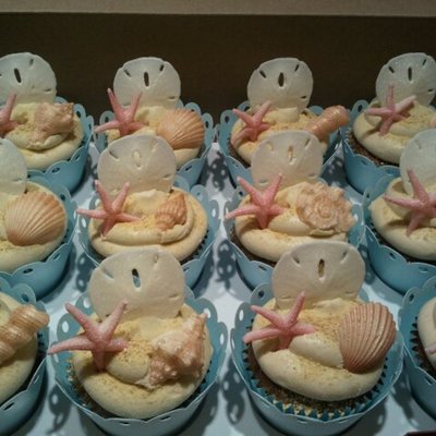 Beach Wedding Bridal Shower Cupcakes