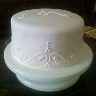 White Scrolls Cake