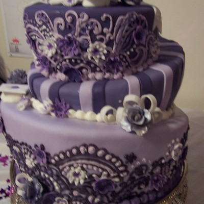 Purple Topsy Turvy Graduation Cake