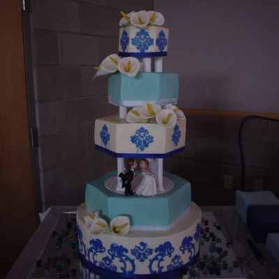 Blue Hex Wedding Cake