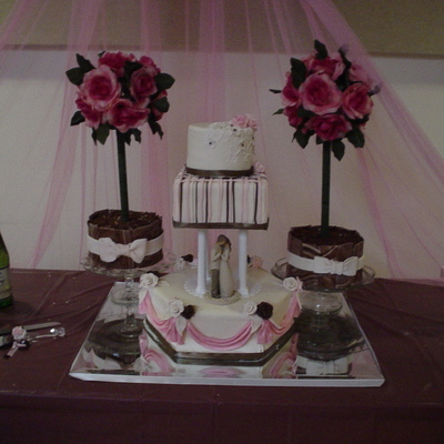 Pink And Brown Wedding Cake