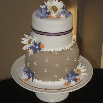 Purple And Orange Brides Cake