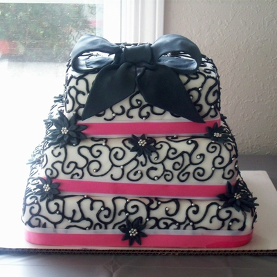 Black Scroll Bridal Shower Cake