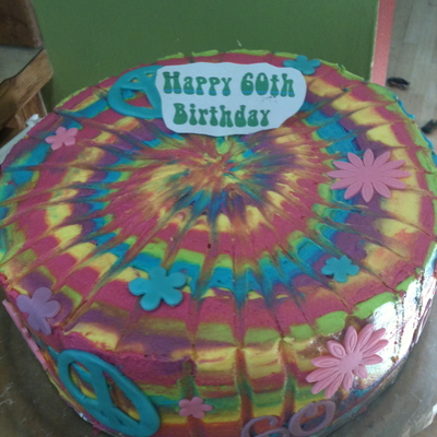 Tie Dye 60Th Birthday Cake