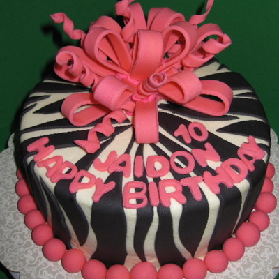 Zebra Stripe Cake With Bow